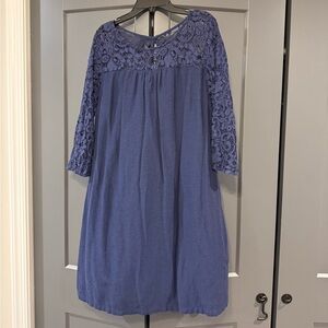 Old Navy Women's Long Sleeve Blue Lace Dress
